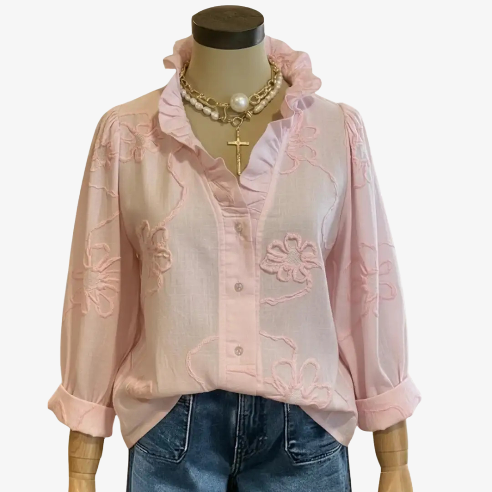 Floral-embroidered top