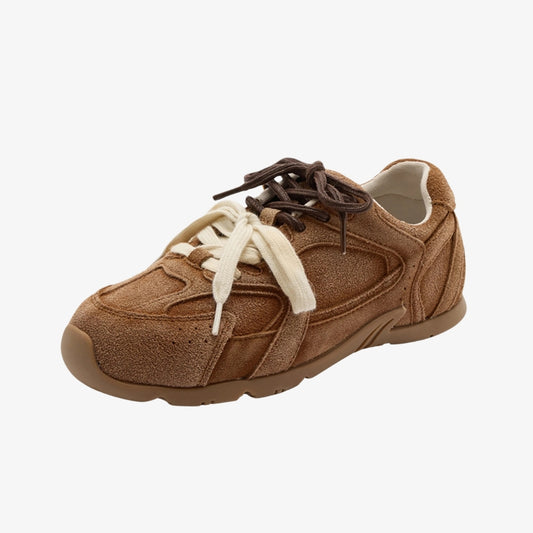 Two-tone vintage sneakers – Brown & Ecru