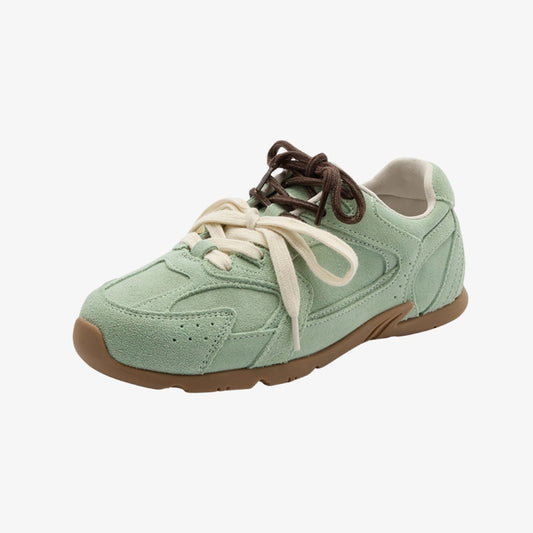Vintage Two-Tone Sneakers – Sage Green & Ecru