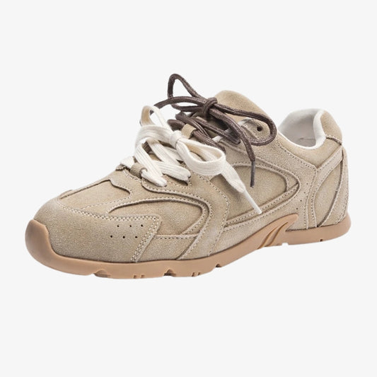 Two-tone vintage sneakers – Sand beige & Ecru