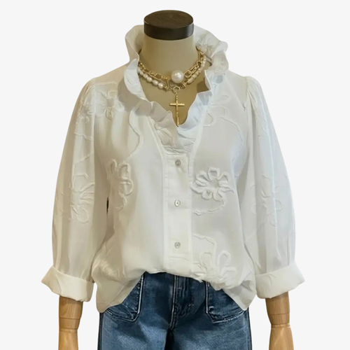 Floral-embroidered top