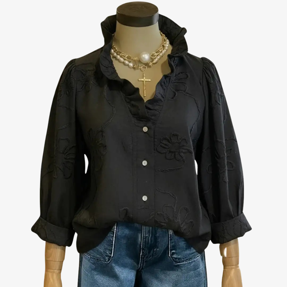 Floral-embroidered top