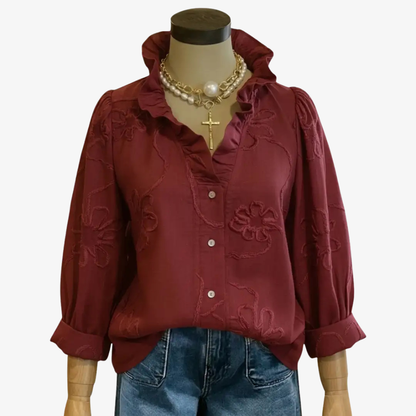 Floral-embroidered top