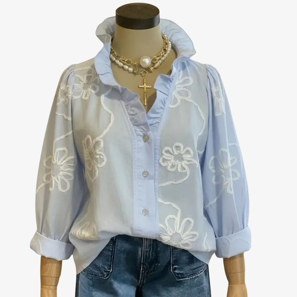 Floral-embroidered top