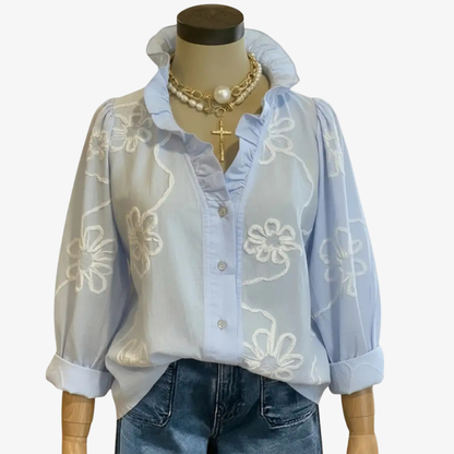 Floral-embroidered top
