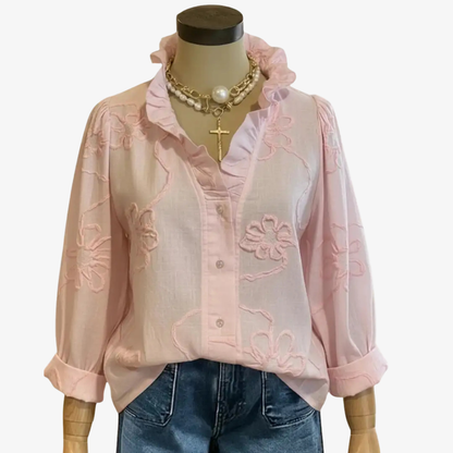 Floral-embroidered top